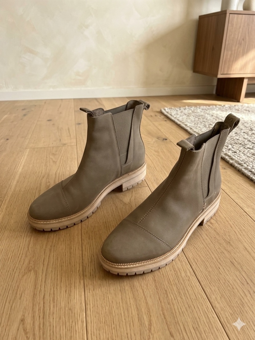 Toms Taupe Chelsea Lug Booties
